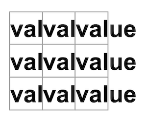 tabuleiro preenchido com "value"